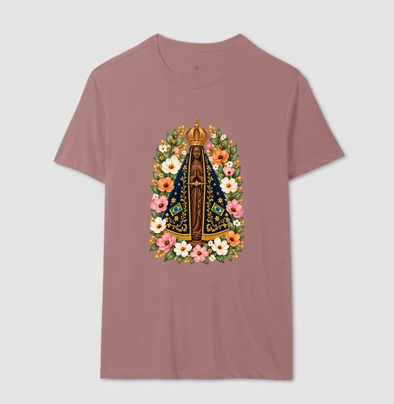 Camiseta Nossa Senhora Aparecida com Flores - Imagem 10