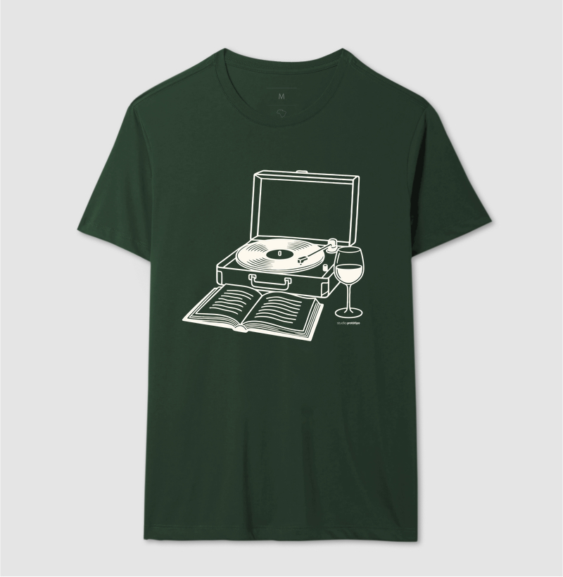 Camiseta Vinil, Livro e Vinho (estampa G) - Imagem 12