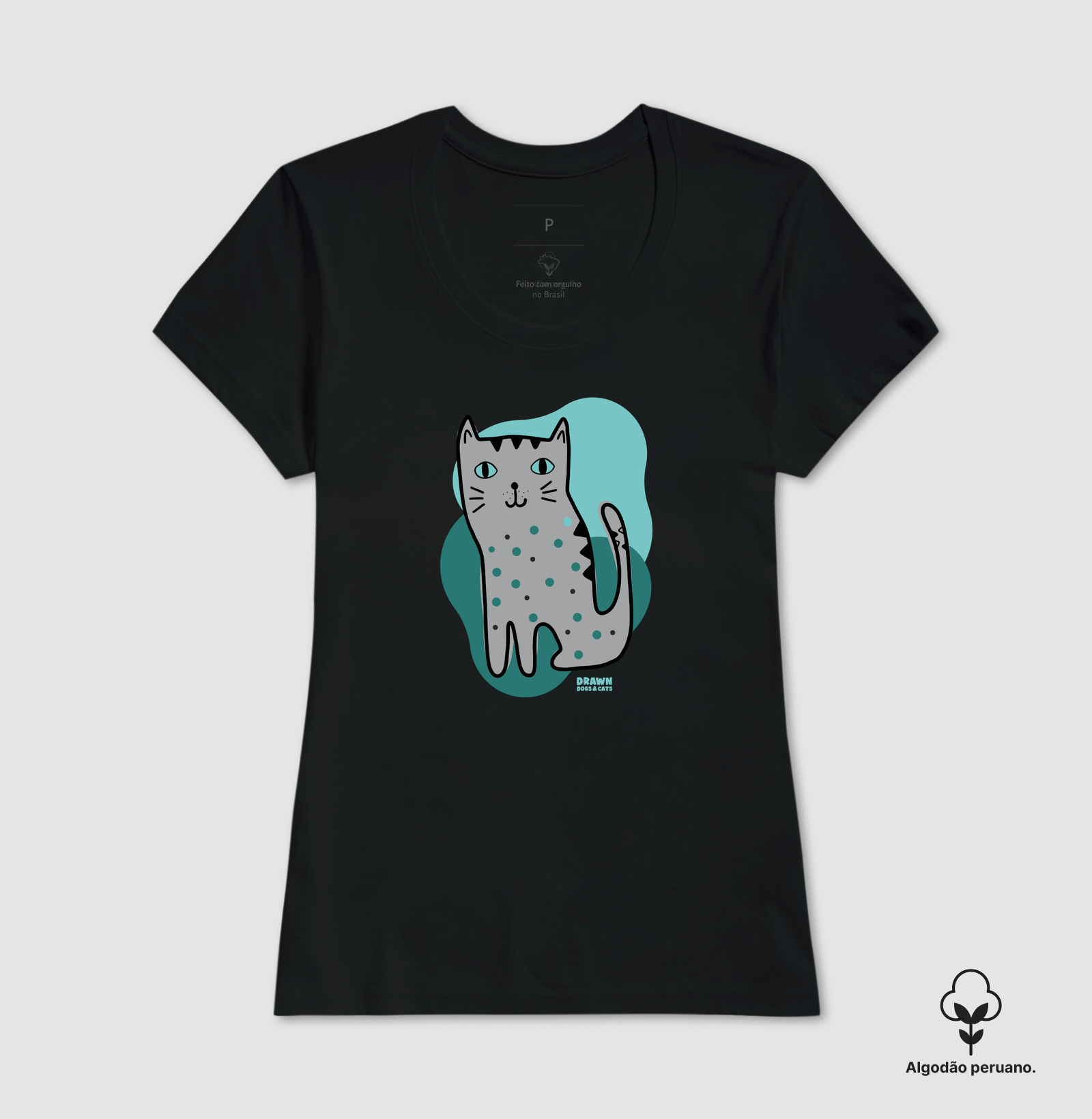 Desenho de gato cinza com fundo verde - Imagem 4