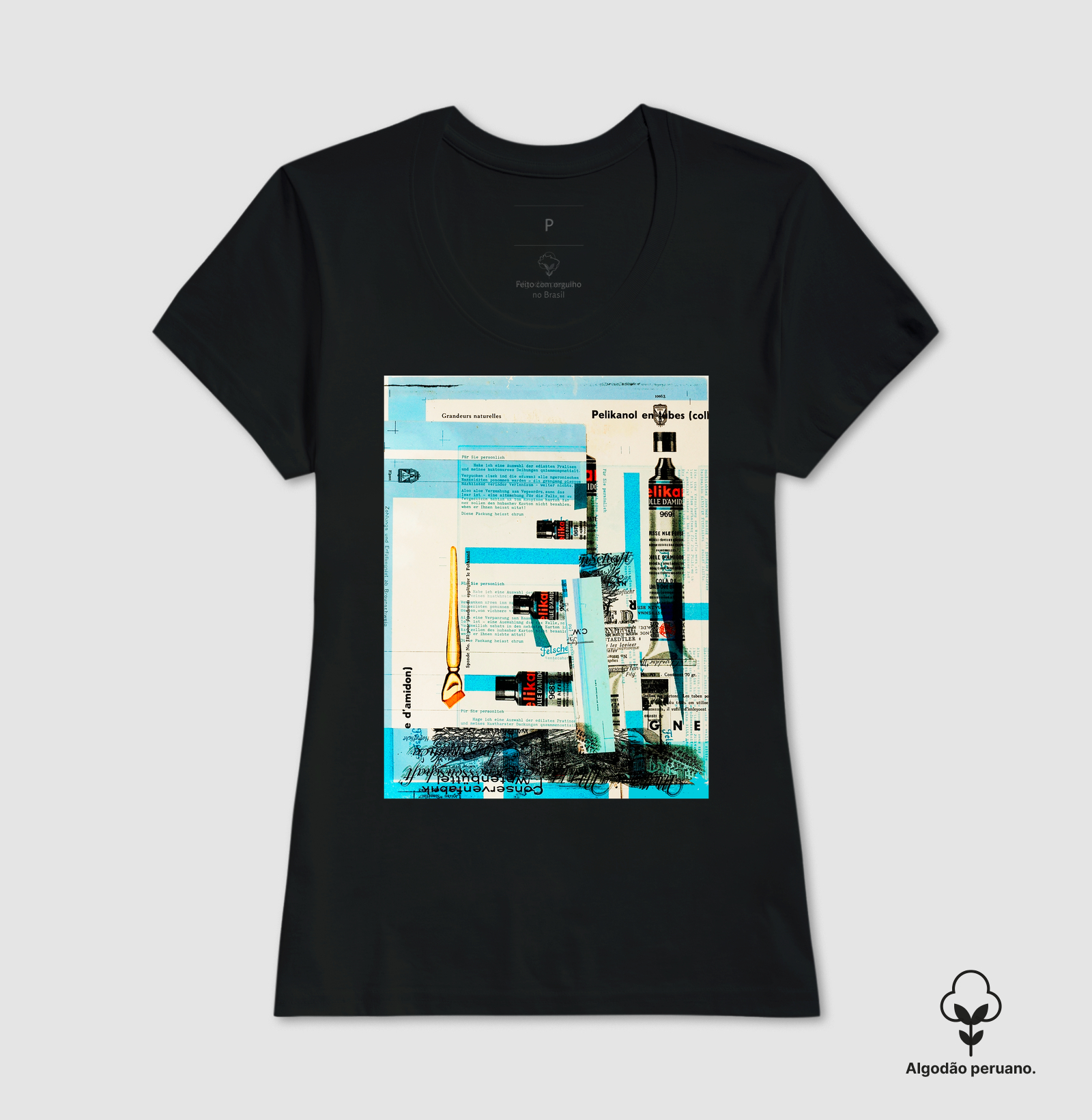 Camiseta Estética Dadaísta Pelikan Papelaria Antiga Algodão Tanguis Nobre - Imagem 6