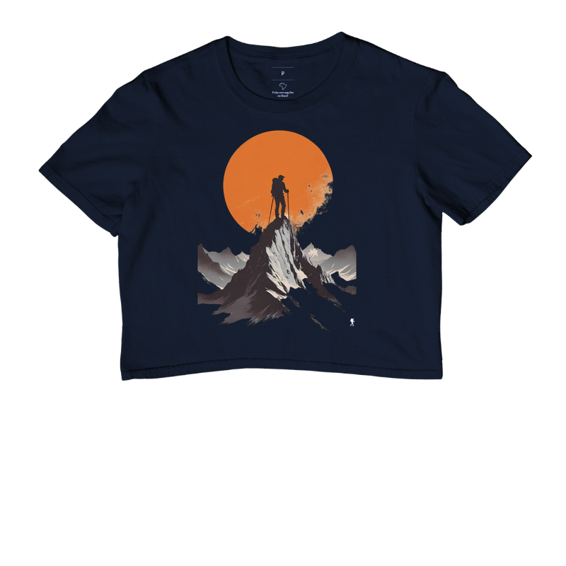 Camiseta Trilheiro no Topo da Montanha | Sol Laranja Silhueta Aventura | Colecao Fashion Travel - Imagem 4