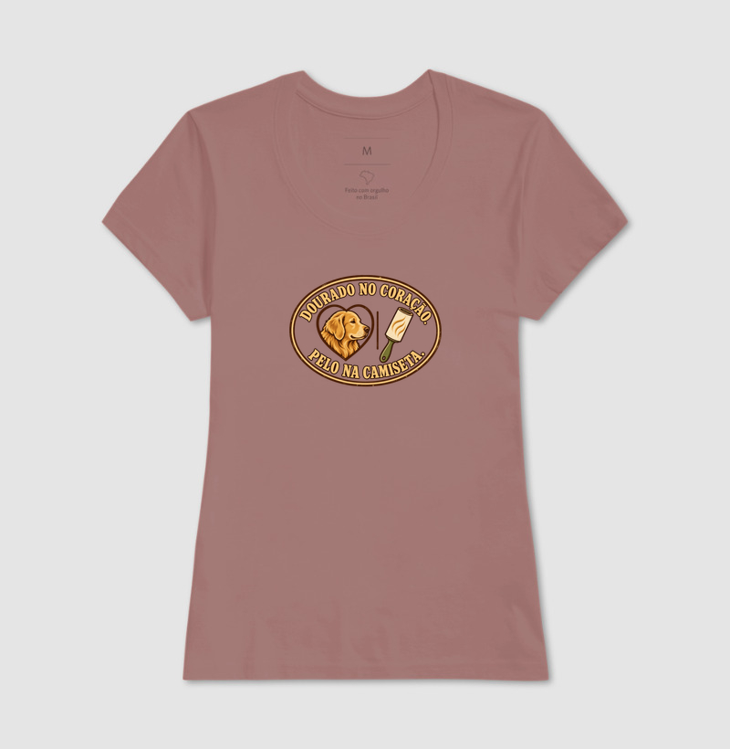 Dourado no coração. Pelo na camiseta. - Imagem 17
