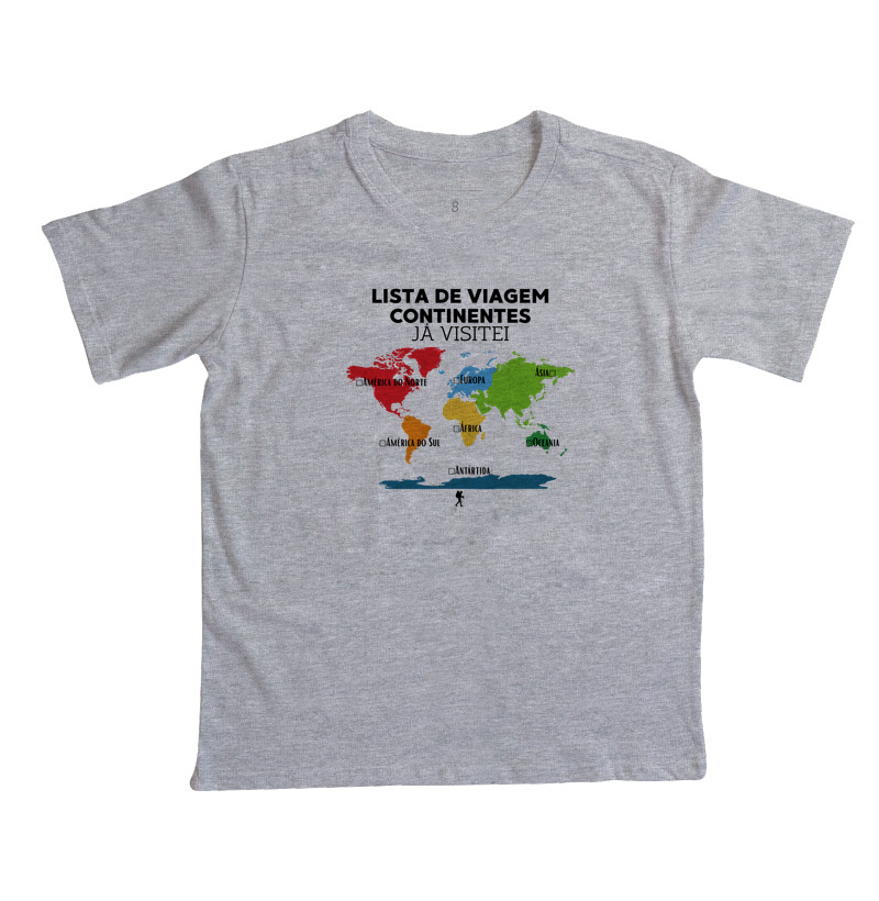 Camiseta Lista de Viagem Continentes Ja Visitei | Mapa Mundi Auto Personalizavel | Colecao Personalizaveis - Imagem 5