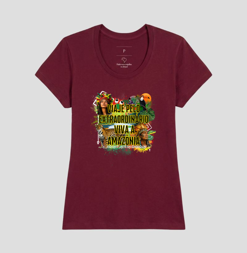 Camiseta Viaje pelo Extraordinario Viva a Amazonia | Onca Tucano Indigena | Colecao Viciados em Viagem - Imagem 22