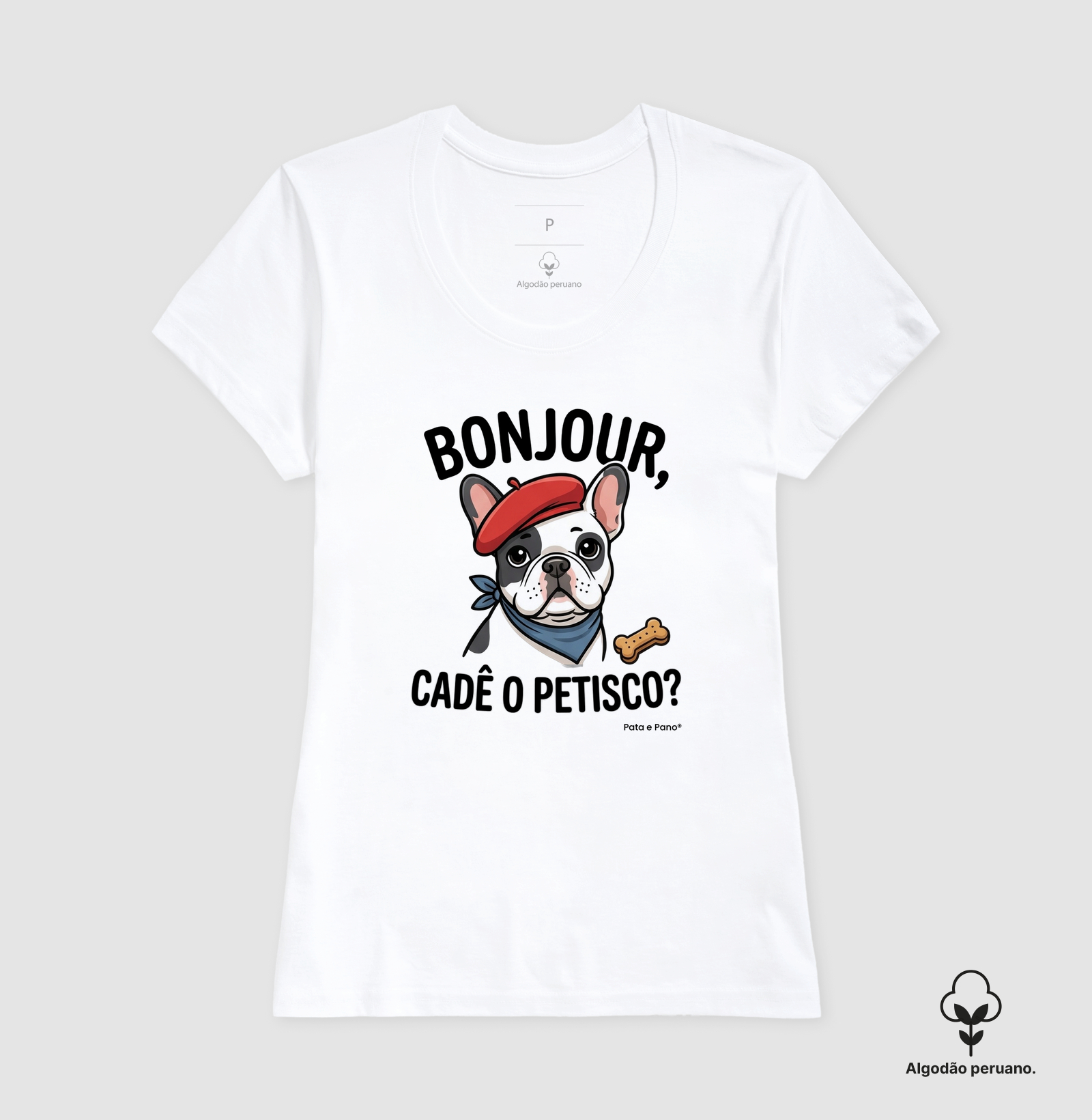 CAMISETA ALGODÃO PERUANO BULDOGUE FRANCÊS BONJOUR - Imagem 2