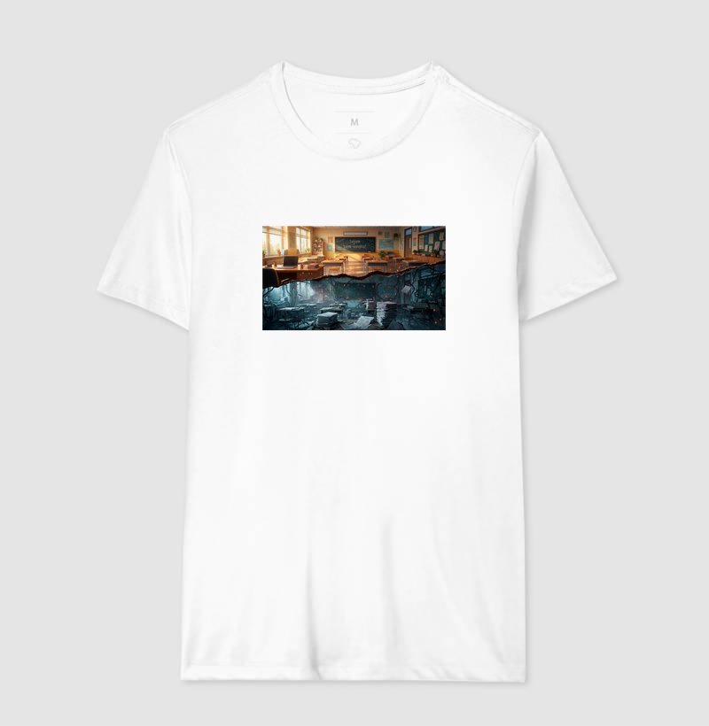 Camiseta Unissex Algodão Sala de Aula Mundo Invertido - Imagem 4