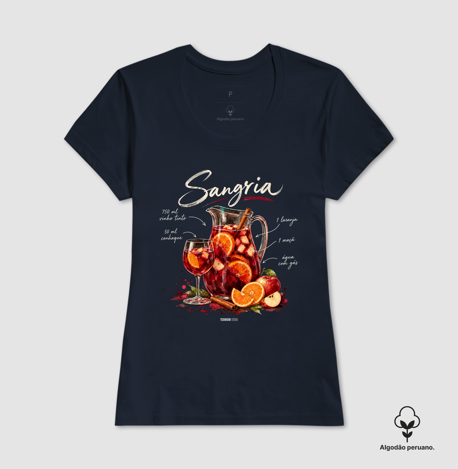 Camiseta Algodão Peruano Sangria – Drink com Vinho Tinto e Frutas - Imagem 7