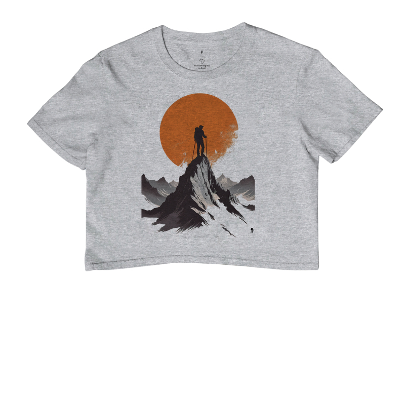 Camiseta Trilheiro no Topo da Montanha | Sol Laranja Silhueta Aventura | Colecao Fashion Travel - Imagem 6