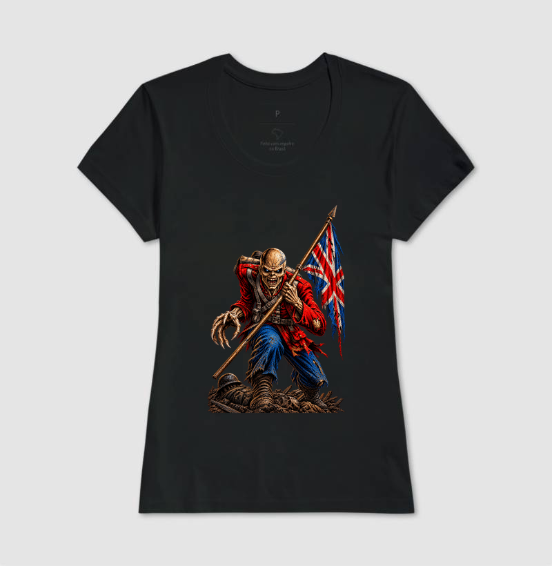 Camiseta Heavy Metal Caveira Soldado Britânico – Estampa Rock Dark Iron Maiden - Imagem 3
