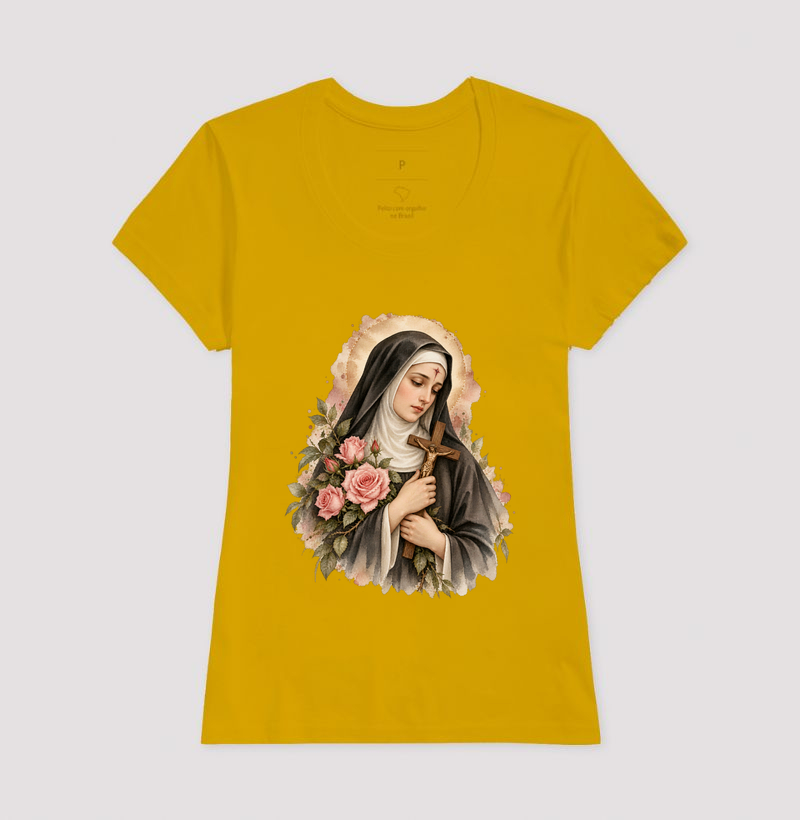 Santa Rita de Cássia — Aquarela Vinheta com Rosas e Crucifixo - Imagem 15