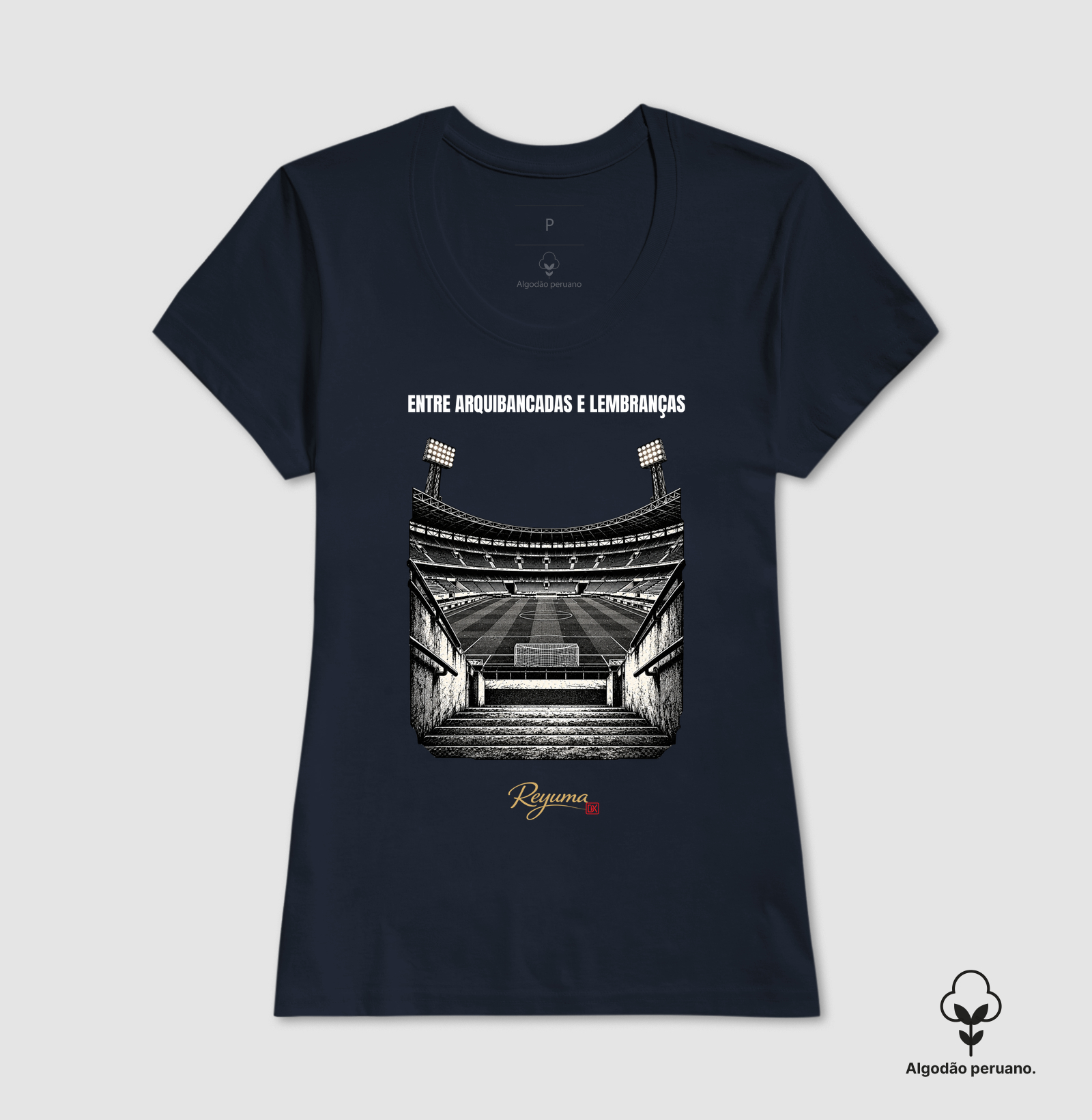 "Entre Arquibancadas e Lembranças" - Futebol - Camiseta Algodão Peruano Masculina, Feminina e Babylook - Imagem 6