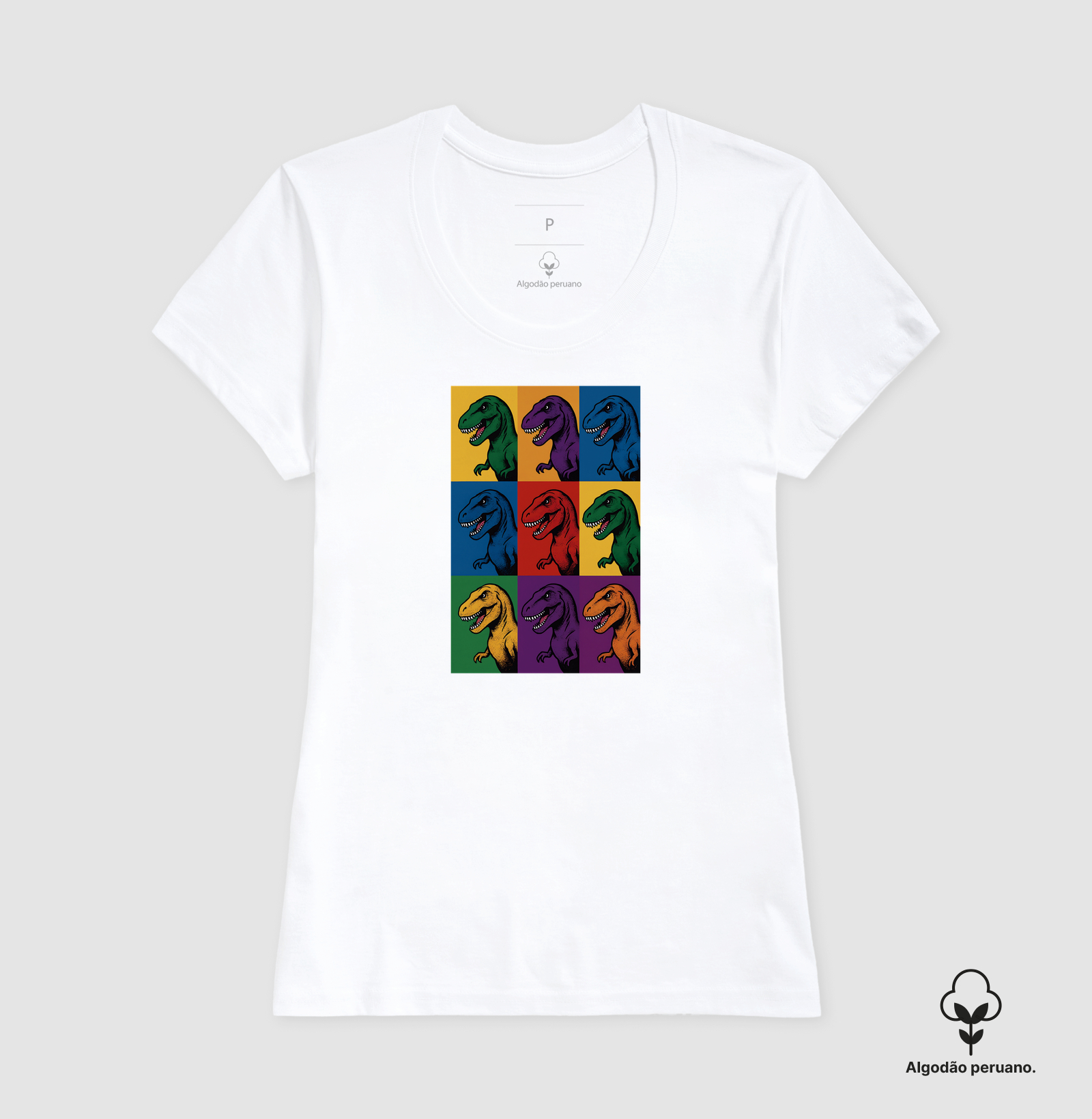 Camiseta Algodão Peruano Dino Pop T-Rex - Imagem 7