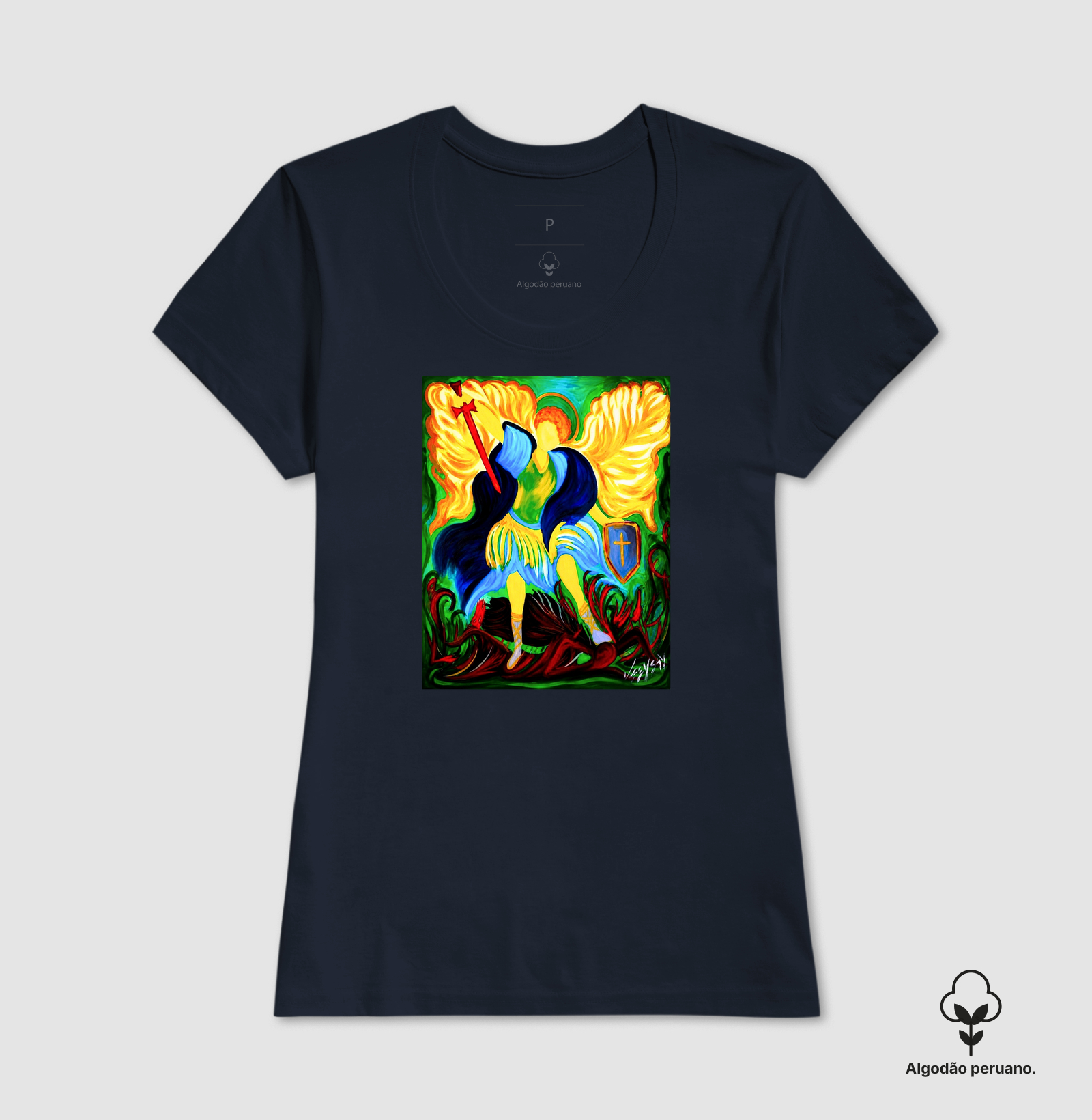 Camiseta Algodão Peruano São Miguel Arte Sacra - Imagem 8