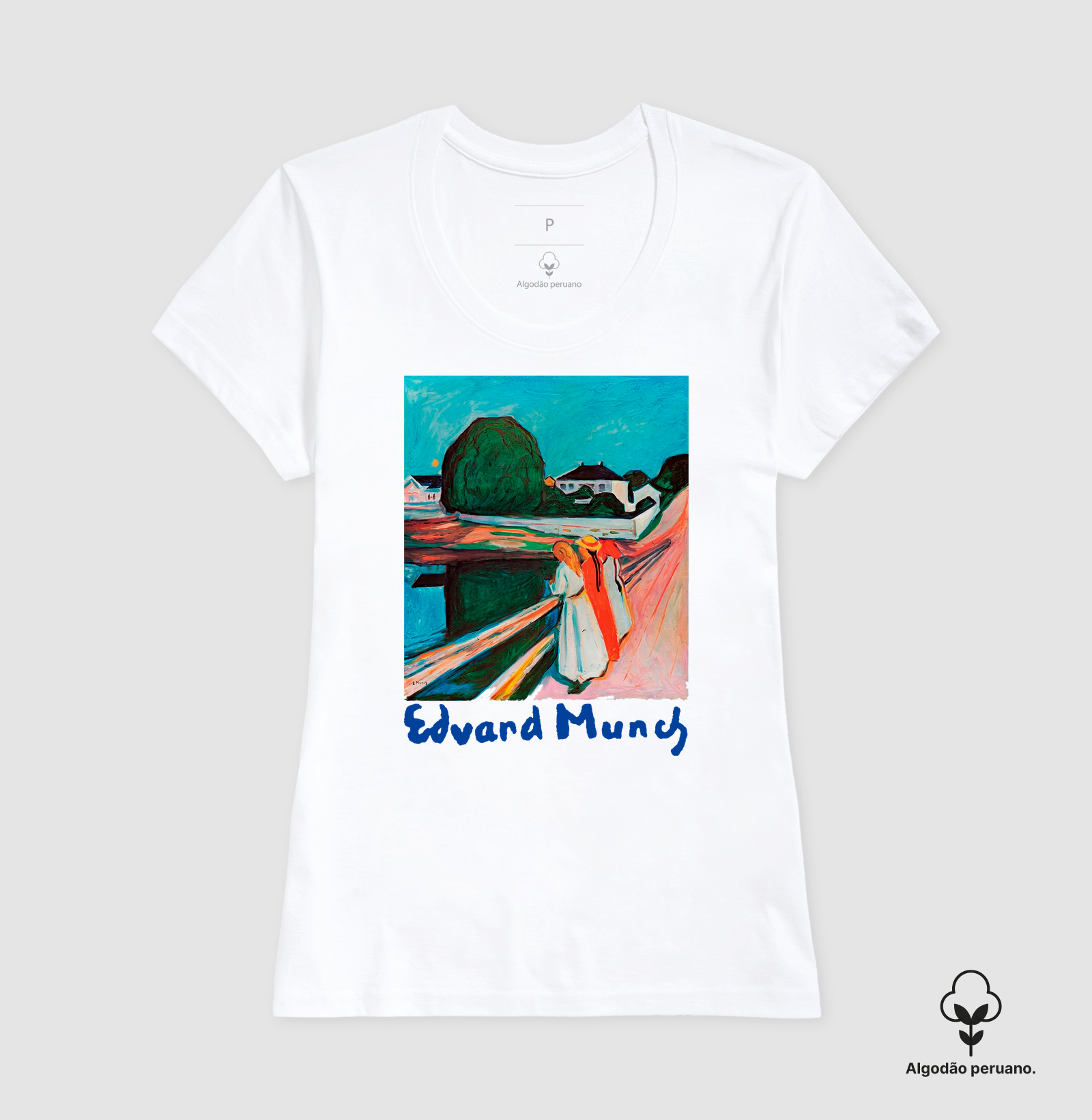 Camiseta Algodão Peruano Premium Obra De Arte Edvard Munch - Imagem 9