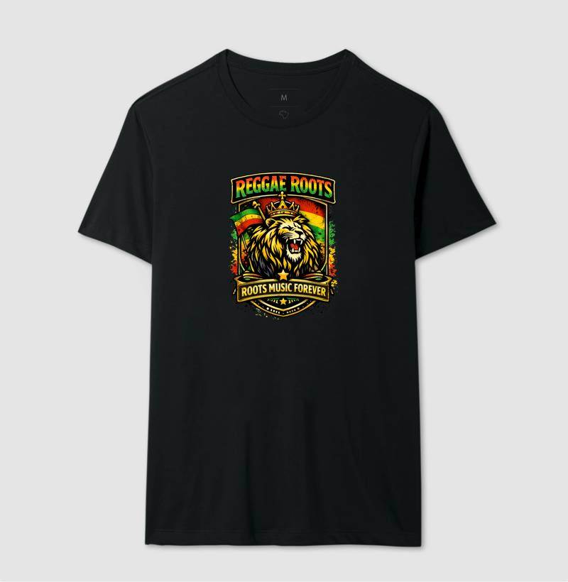 Camiseta Roots Music Forever. Coleção Reggae Music. Masculina e Feminina. Algodão Premium. - Imagem 3