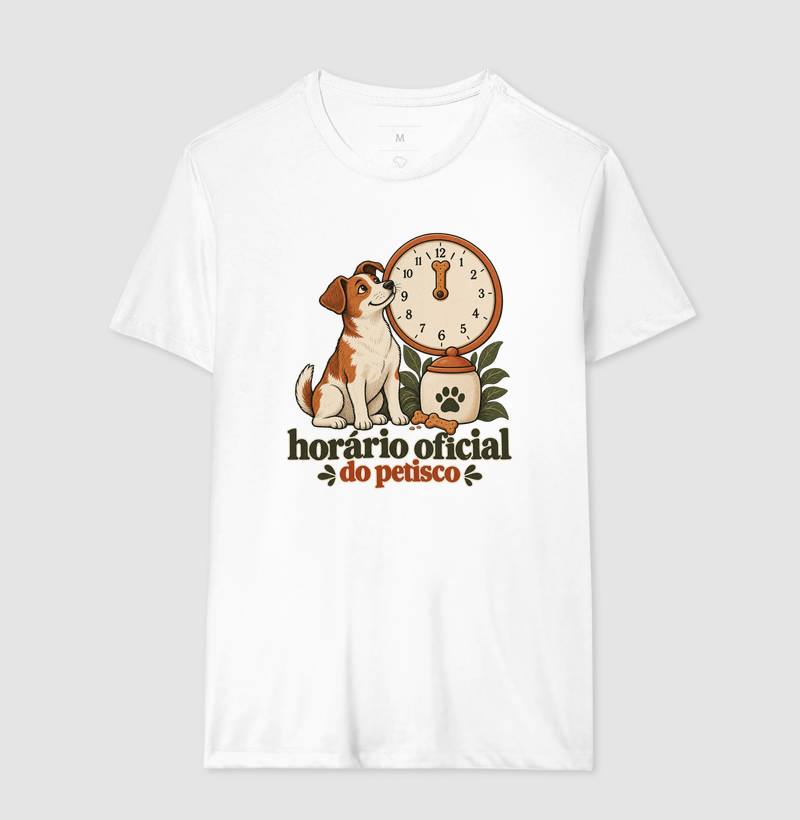 Camiseta Cachorro Petisco "horário oficial do petisco" | Pelo & Pano - Imagem 4