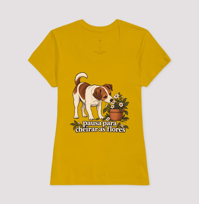 Camiseta Cachorro Flores "pausa para cheirar as flores" | Pelo & Pano - Imagem 15