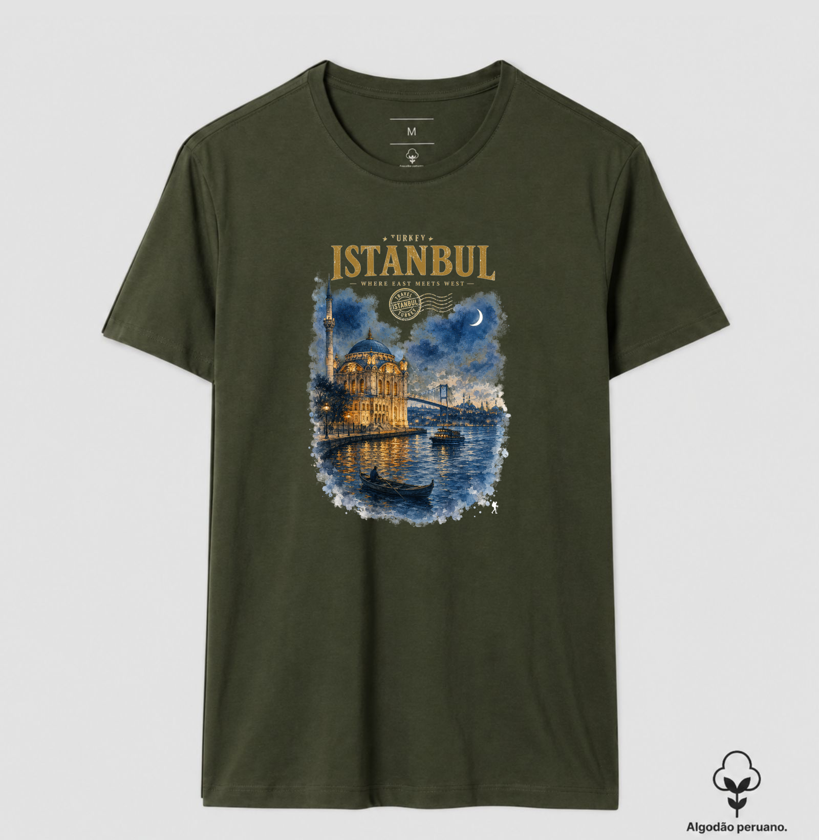Camiseta Istanbul Turkey Where East Meets West | Aquarela Mesquita Bósforo | Colecao Fashion Travel - Imagem 8