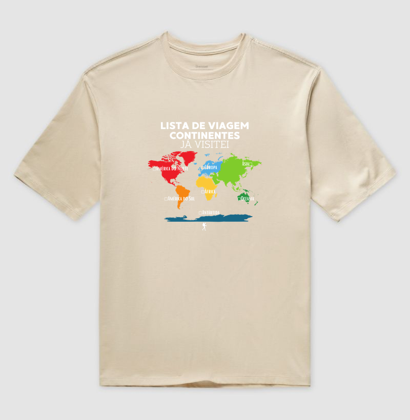 Camiseta Lista de Viagem Continentes Ja Visitei | Mapa Mundi Auto Personalizavel | Colecao Personalizaveis - Imagem 3