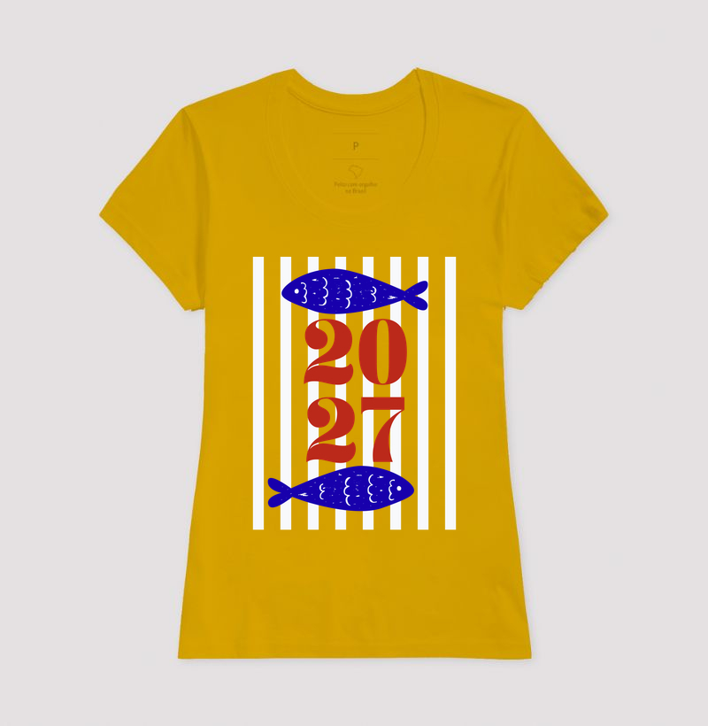 Camiseta Ano Novo 2027 Peixe Mediterrâneo Algodão - Imagem 16