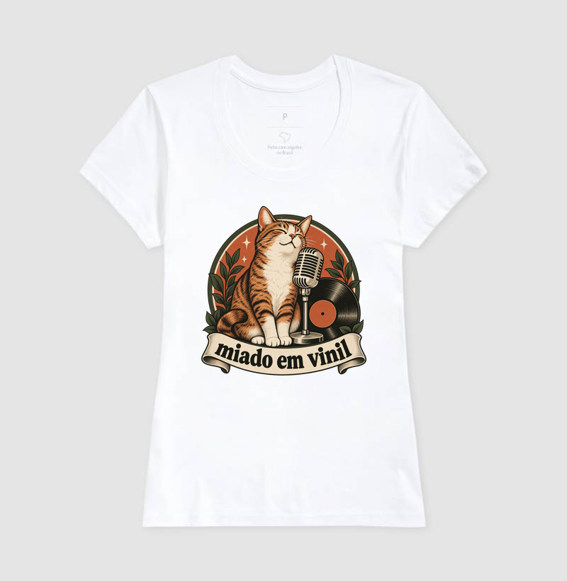 Camiseta Gato Música "miado em vinil" | Pelo & Pano - Imagem 5