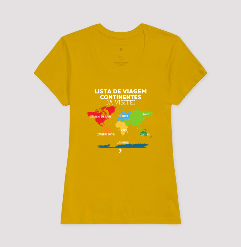 Camiseta Lista de Viagem Continentes Ja Visitei | Mapa Mundi Auto Personalizavel | Colecao Personalizaveis - Imagem 18
