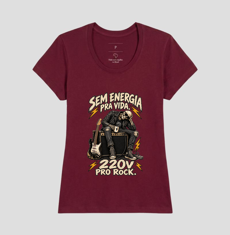 Camiseta Sem Energia Pra Vida 220V Pro Rock – Estampa Caveira Rocker e Guitarra - Imagem 15