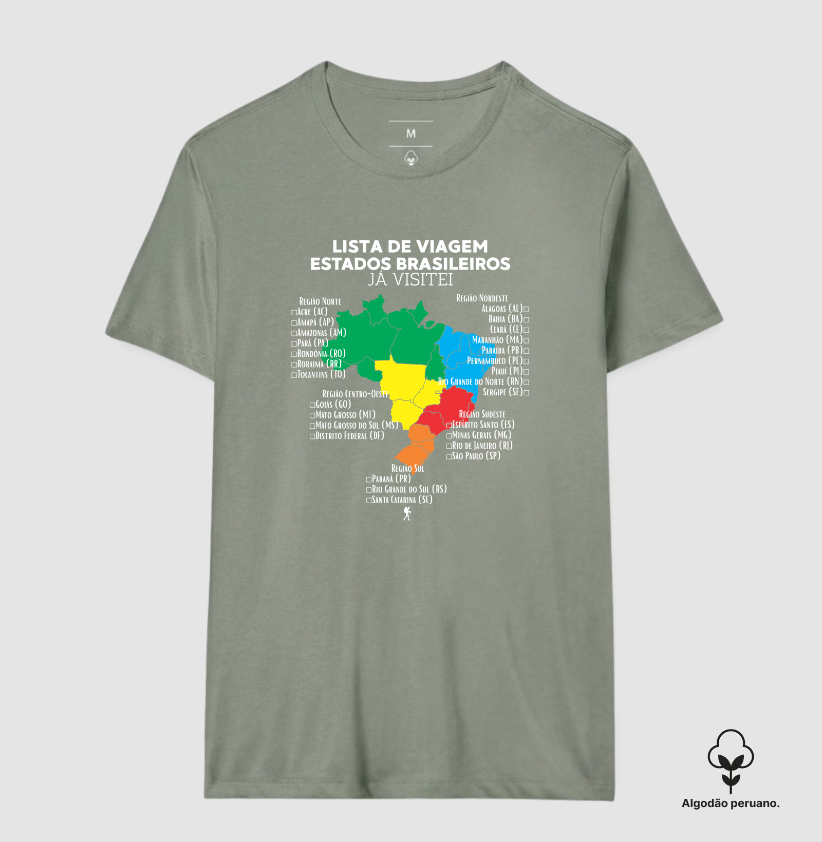 Camiseta Lista de Viagem Estados Brasileiros Ja Visitei | Mapa Brasil Auto Personalizavel | Colecao Personalizaveis - Imagem 8