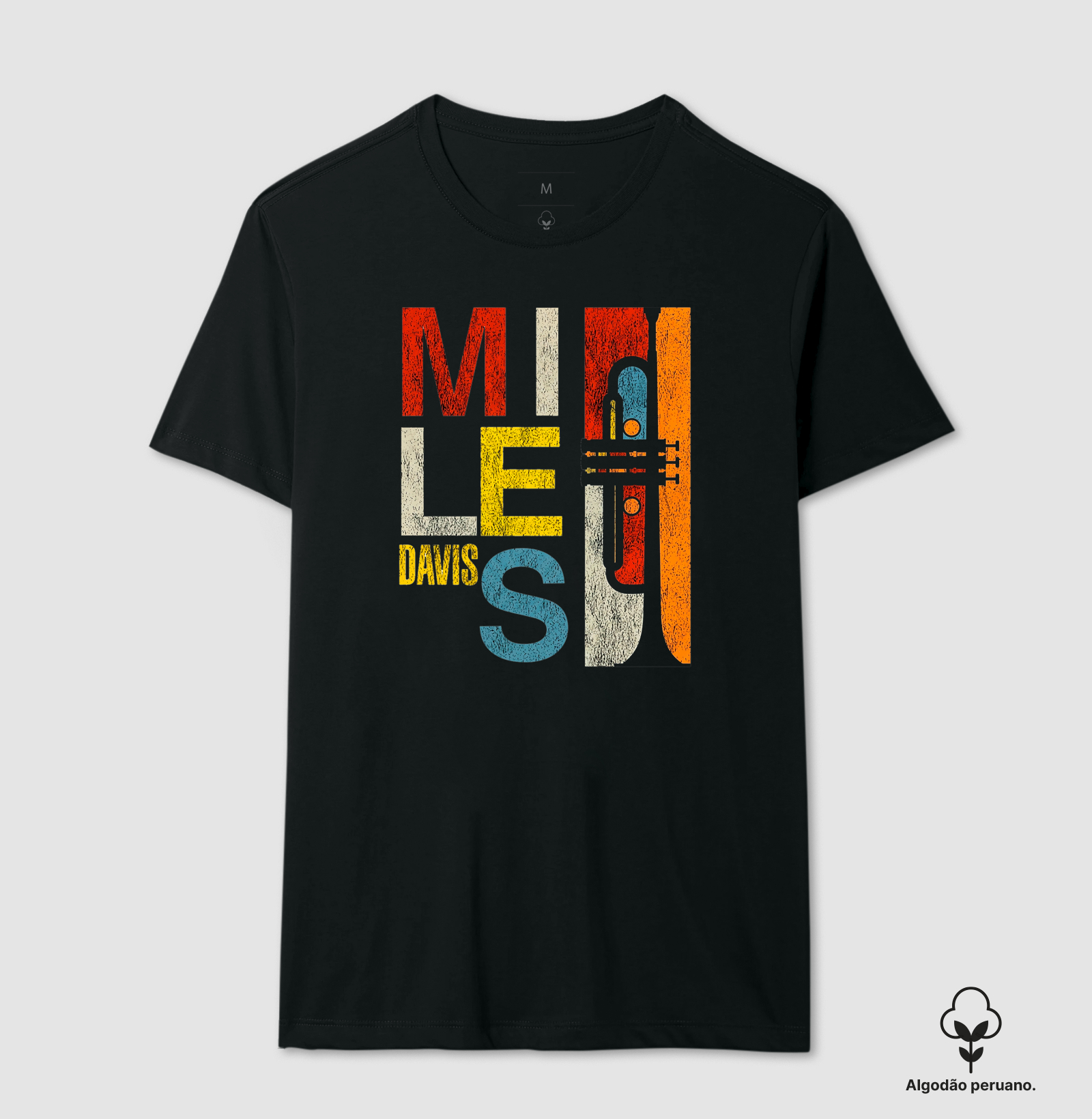 Camiseta Miles Davis Trompete Jazz Banda Algodão Peruano Preta - Imagem 2