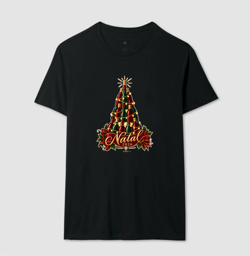 Camiseta Natal 2026 – Árvore de Garrafas de Vinho - Imagem 2