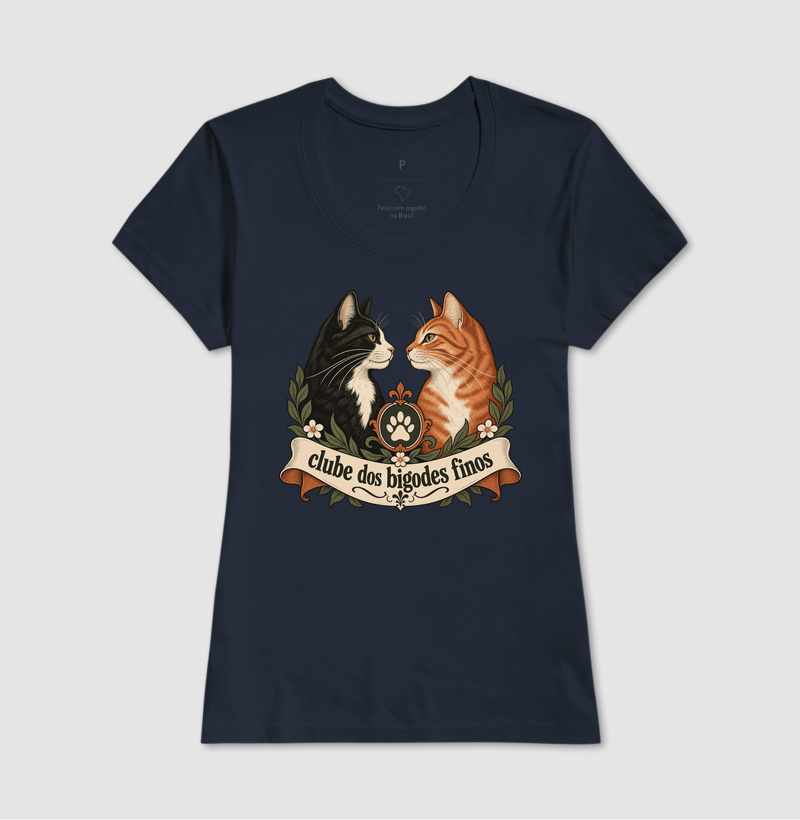Camiseta Gato Clássica "clube dos bigodes finos" | Pelo & Pano - Imagem 7