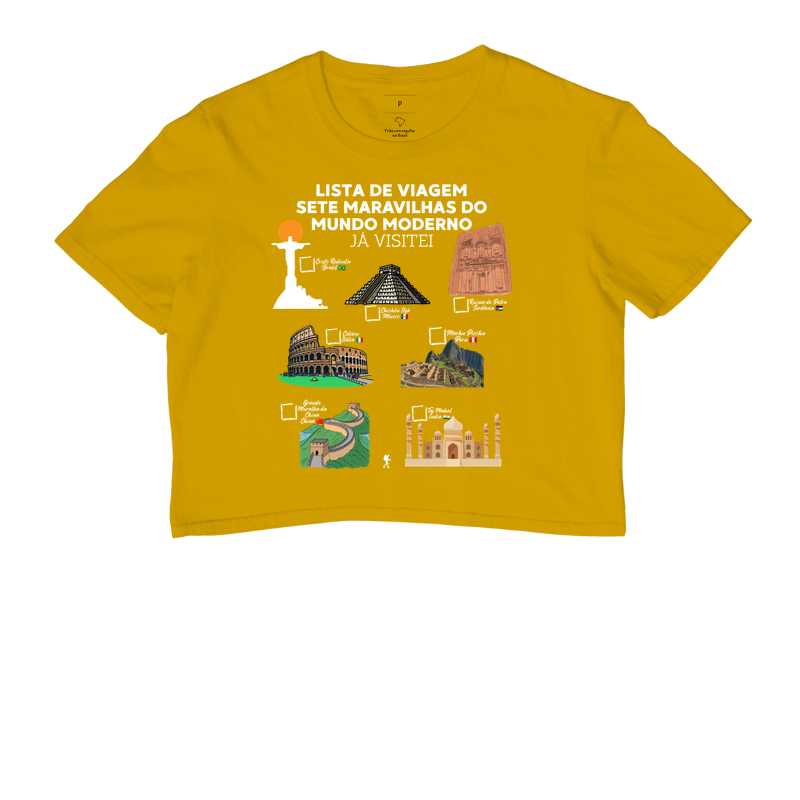 Camiseta Lista de Viagem Sete Maravilhas do Mundo Moderno | Marque as que Ja Visitou | Colecao Personalizaveis - Imagem 8