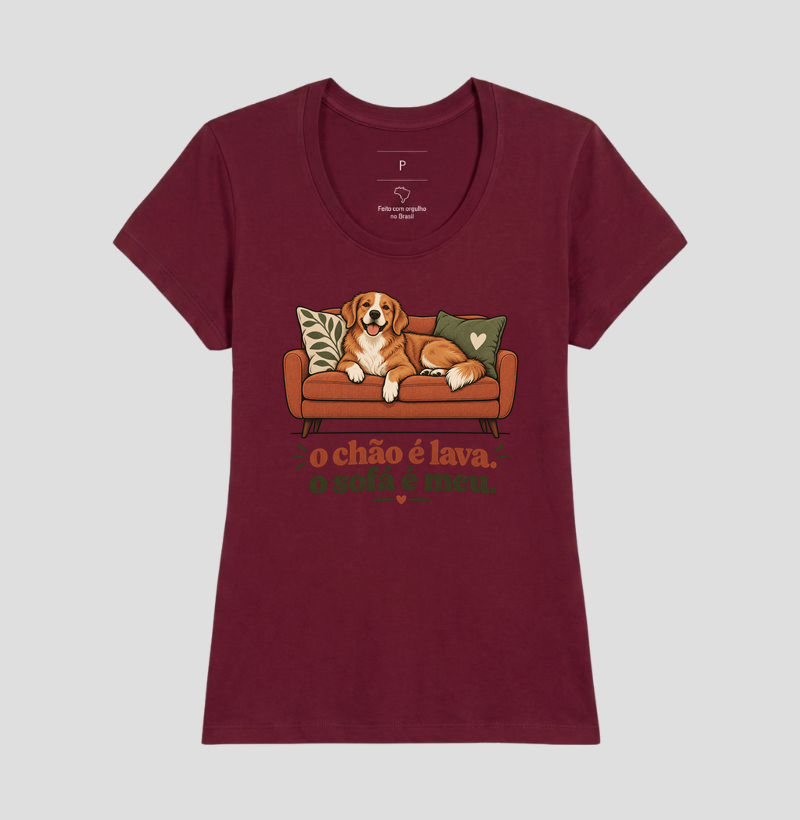 Camiseta Cachorro Sofá "o chão é lava. o sofá é meu." | Pelo & Pano - Imagem 19