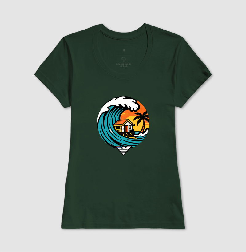 Paraíso no mar - estampa exclusiva.  Sente a brisa, ouça o som das ondas e leve a vibe do paraíso pra onde você for! Mais que uma camiseta - é levar o paraíso com você todo dia. - Imagem 13