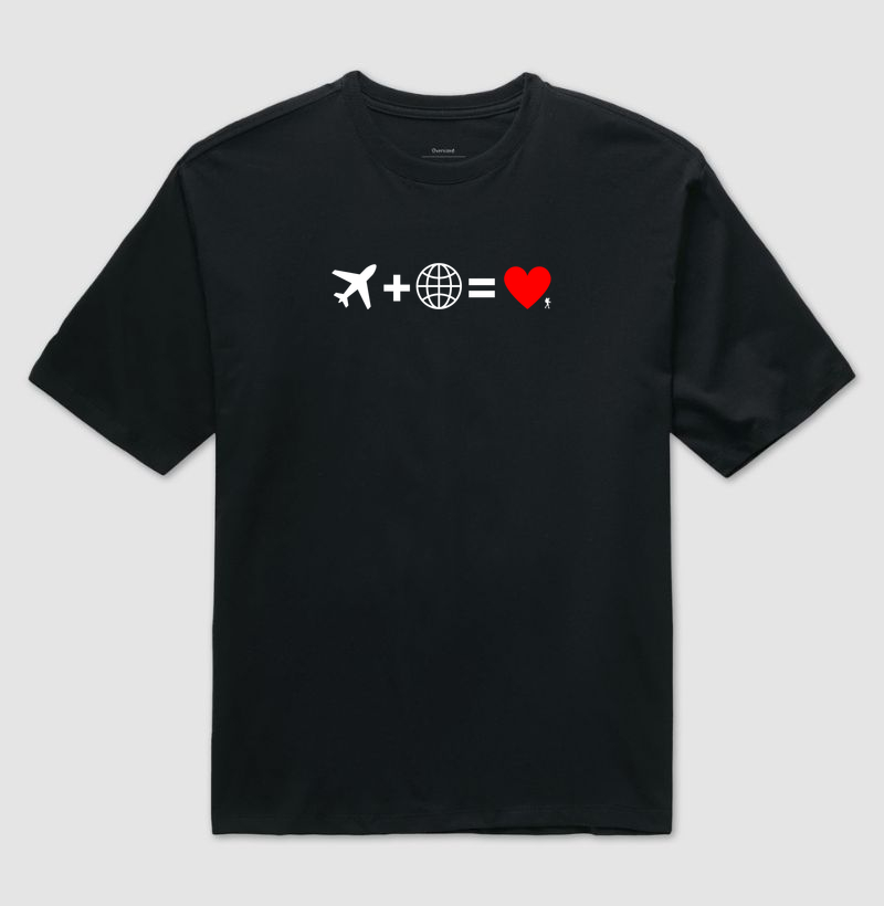 Camiseta Aviao Mais Mundo Igual Amor | Equacao Viagem Minimalista | Colecao Viciados em Viagem - Imagem 2