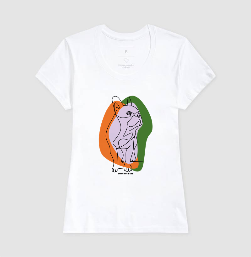 Bulldog de linhas com fundo laranja e verde - Imagem 4