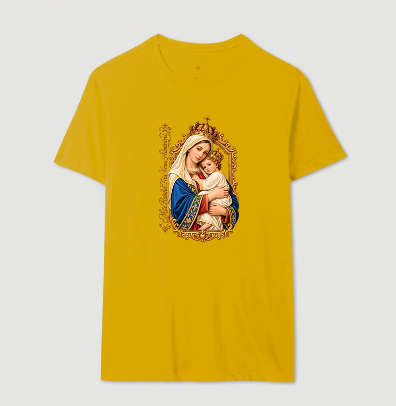 Camiseta Mãe Rainha Três Vezes Admirável Com Menino Jesus - Imagem 12
