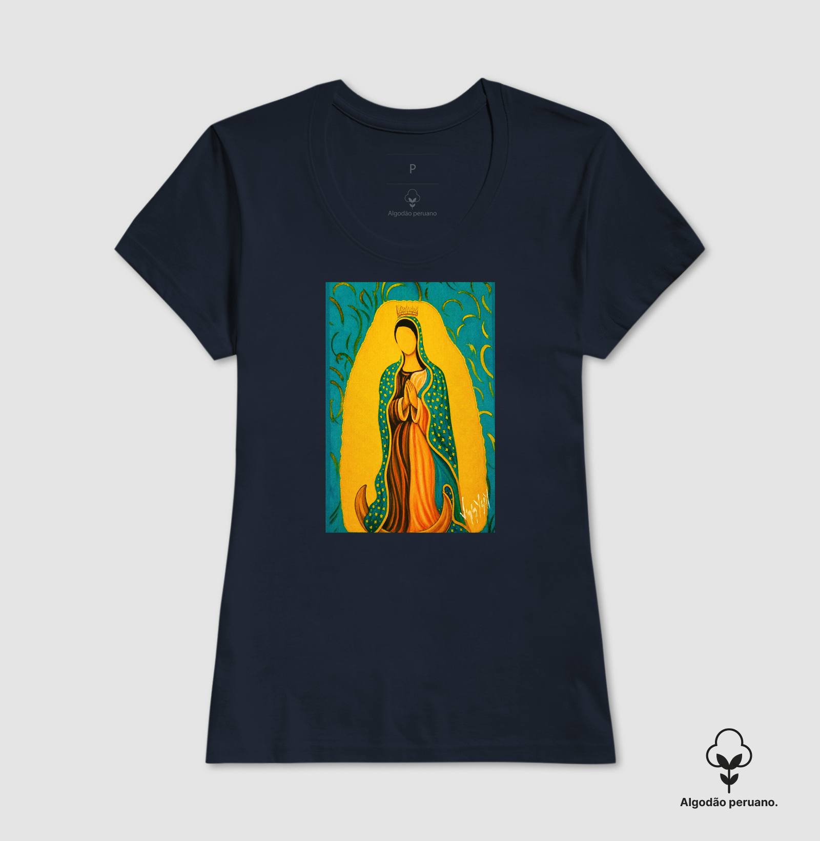 Camiseta Algodão Peruano Nossa Senhora de Guadalupe Arte Sacra - Imagem 7