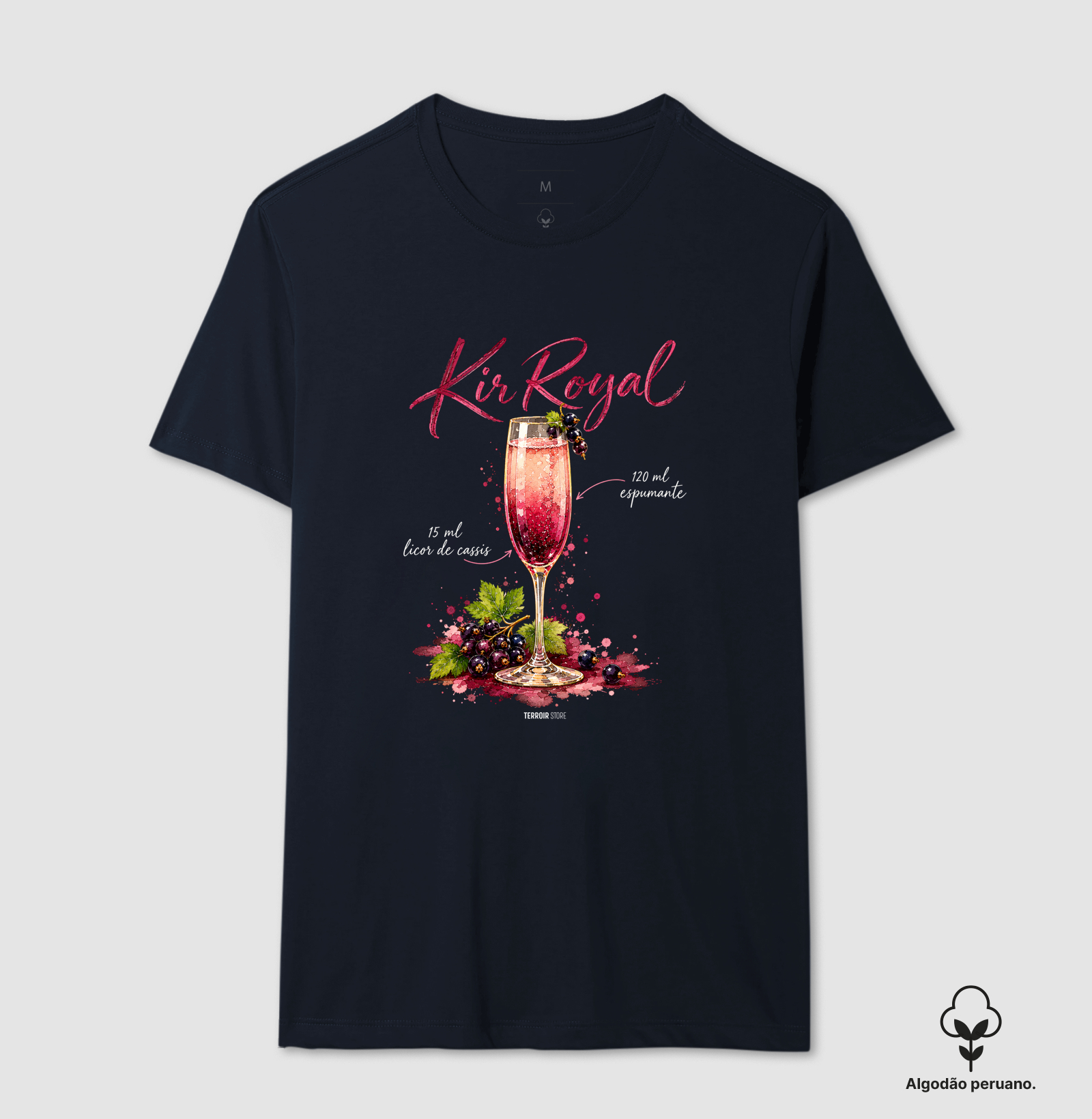 Camiseta Algodão Peruano Kir Royal – Drink com Espumante e Licor de Cassis - Imagem 3