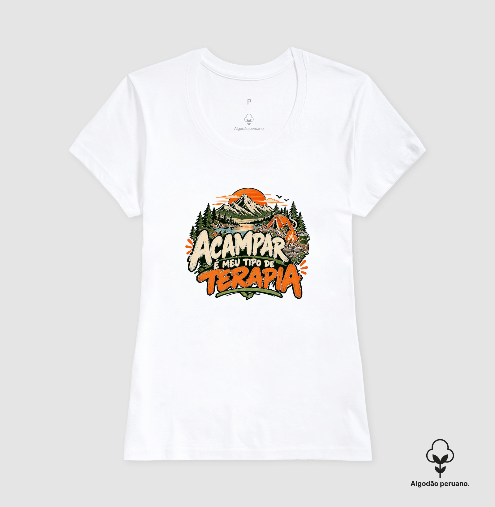 Camiseta Algodão Peruano | Acampar é Meu Tipo de Terapia - Imagem 8