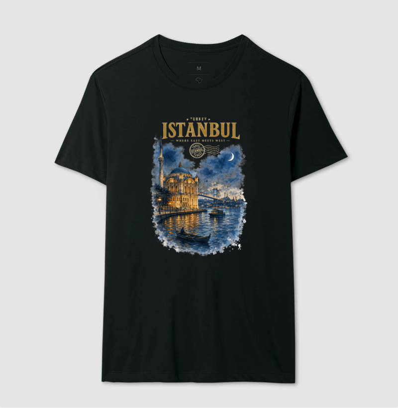 Camiseta Istanbul Turkey Where East Meets West | Aquarela Mesquita Bósforo | Colecao Fashion Travel - Imagem 5