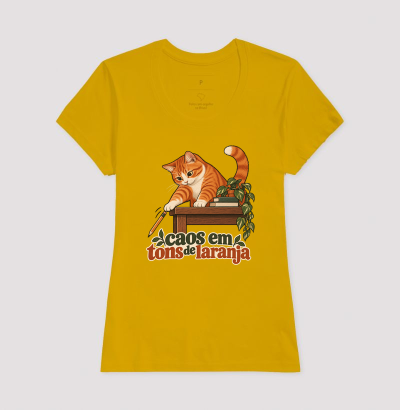 Camiseta Gato Laranja "caos em tons de laranja" | Pelo & Pano - Imagem 15