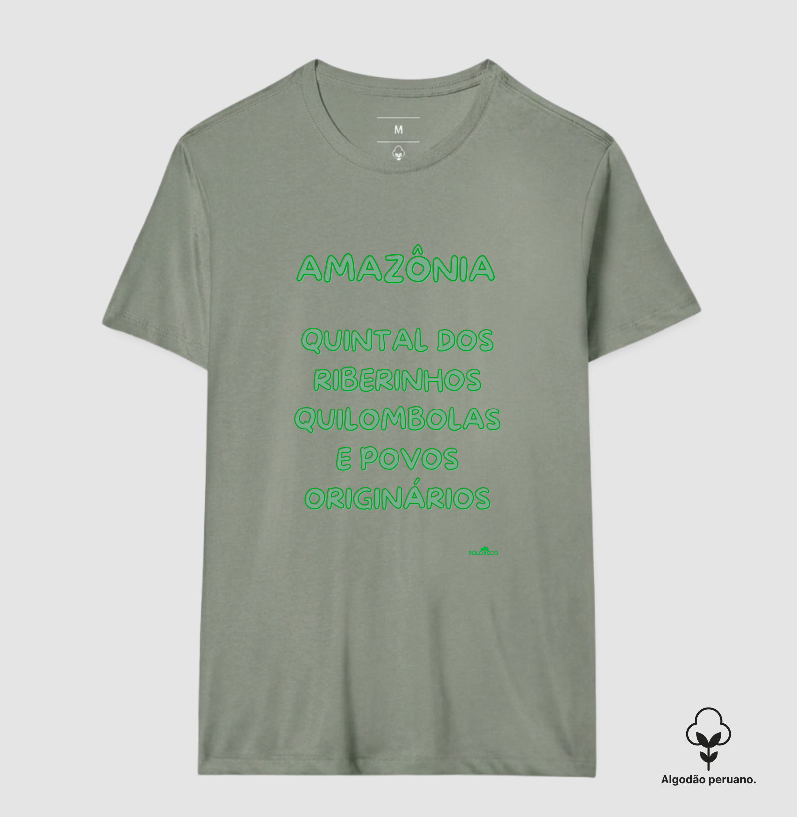 Camiseta  algodão peruano Amazônia quintal  dos Ribeirinhos, quilombolas e povos originários - Imagem 5