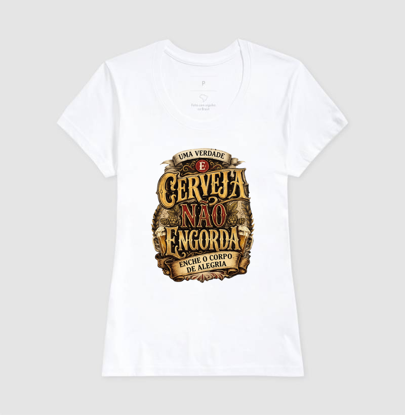 Cerveja Não Engorda | Camiseta Lúpulo e Alegria Vintage - Imagem 5