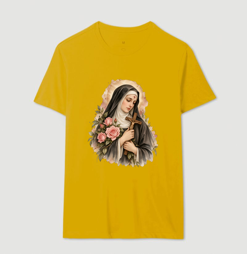 Santa Rita de Cássia — Aquarela Vinheta com Rosas e Crucifixo - Imagem 14