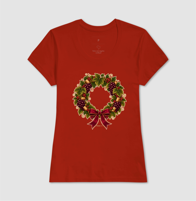 Camiseta Guirlanda de Natal do Vinho – Uvas, Rolhas e Laço - Imagem 11