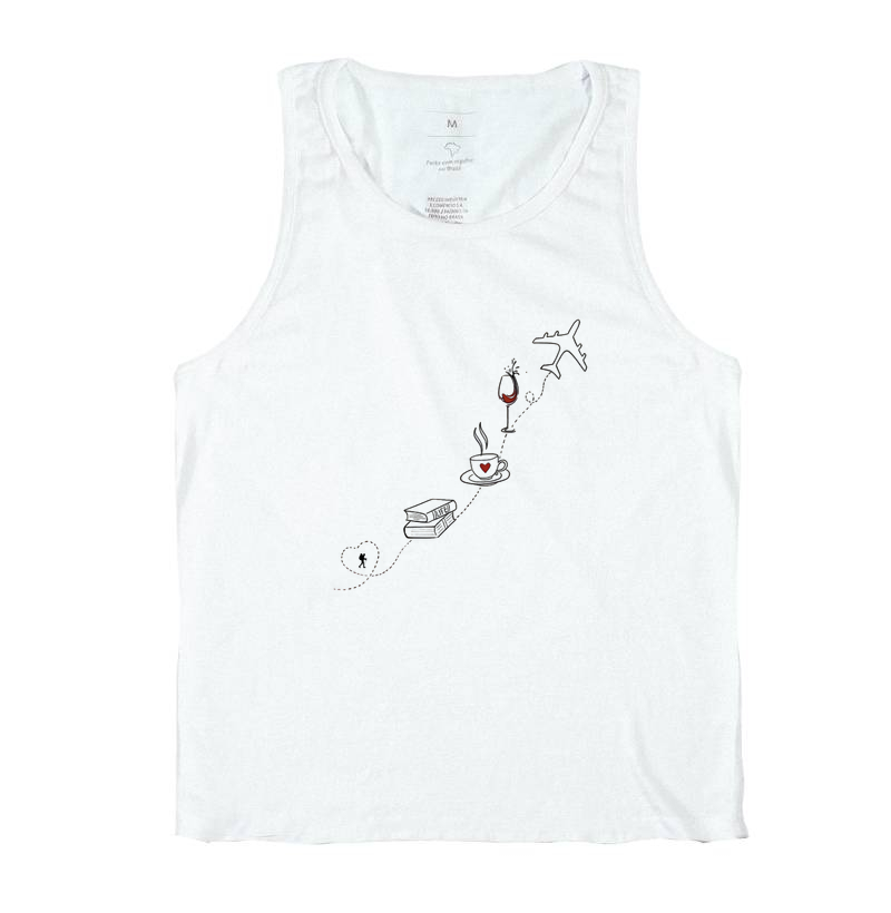 Camiseta Livro Cafe Vinho Aviao | Rota da Vida Viajante | Colecao Viciados em Viagem - Imagem 2