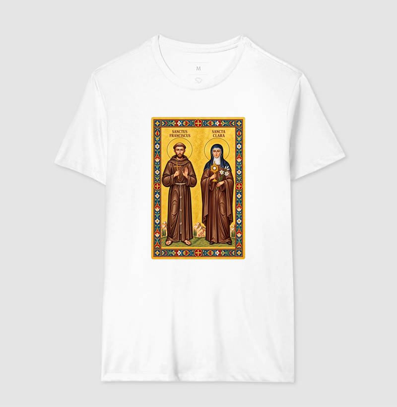 Camiseta São Francisco e Santa Clara de Assis Moldura - Imagem 4