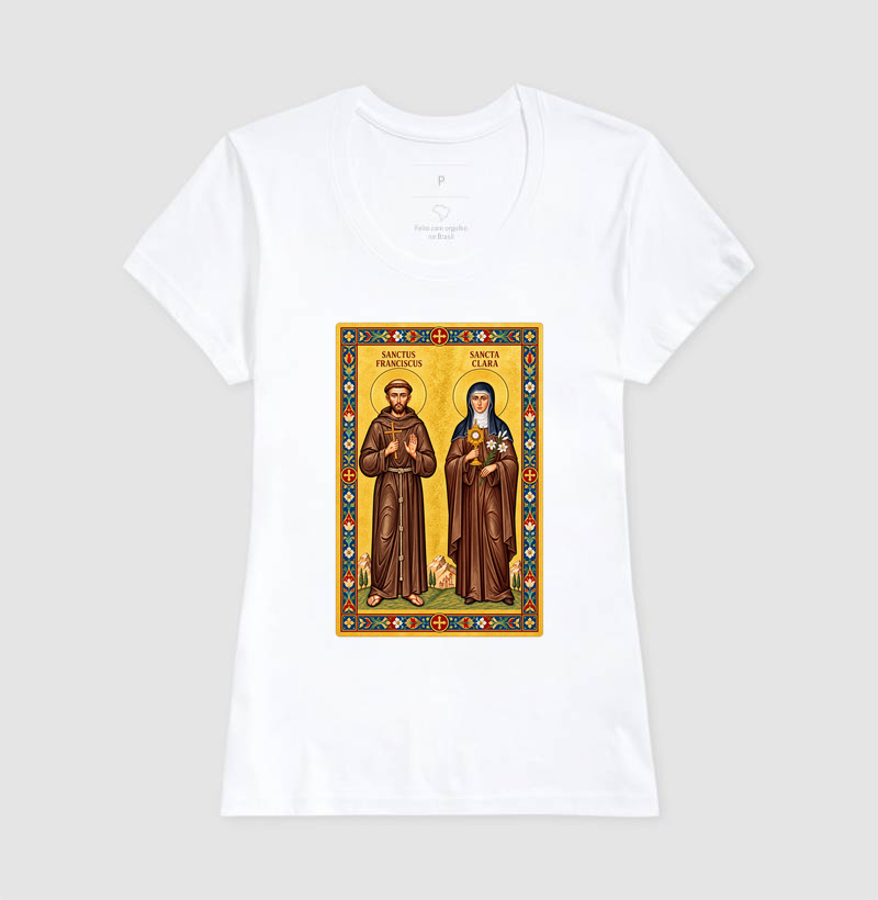 Camiseta São Francisco e Santa Clara de Assis Moldura - Imagem 5