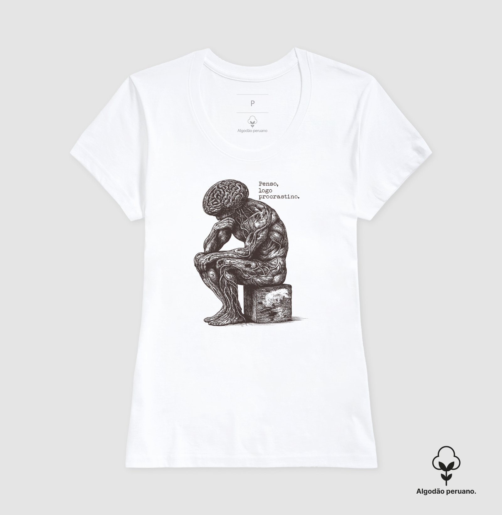 Camiseta - "Penso, logo procrastino" - Imagem 3